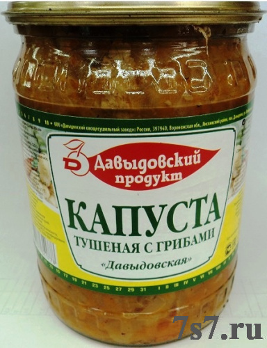 Капуста тушеная с грибами "Давыдовский продукт" ТУ ст/б 510г*6шт/уп