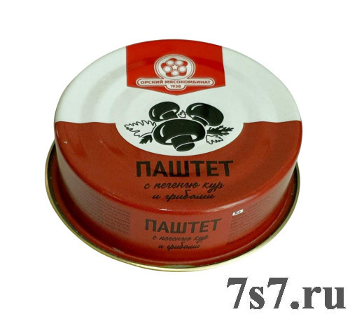Паштет "Орск" с печенью кур и грибами ж/б 100гр*20шт./уп ТУ