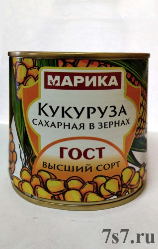 Кукуруза "Марика" ж/б 425мл (400гр) *12 шт./уп ГОСТ