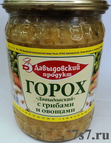 Горох с грибами и овощами "Давыдовский продукт" ТУ ст/б 510г*6шт/уп