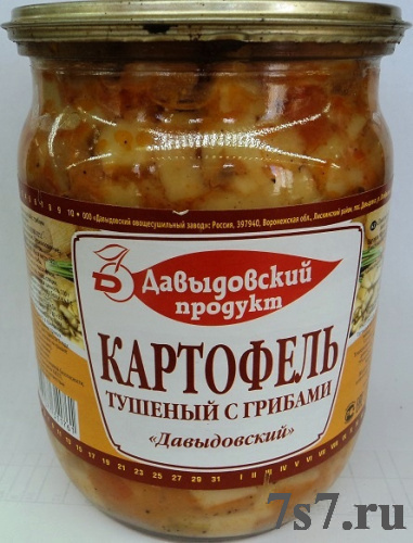 Картофель тушеный с грибами "Давыдовский продукт" ТУ ст/б 510г*6шт/уп
