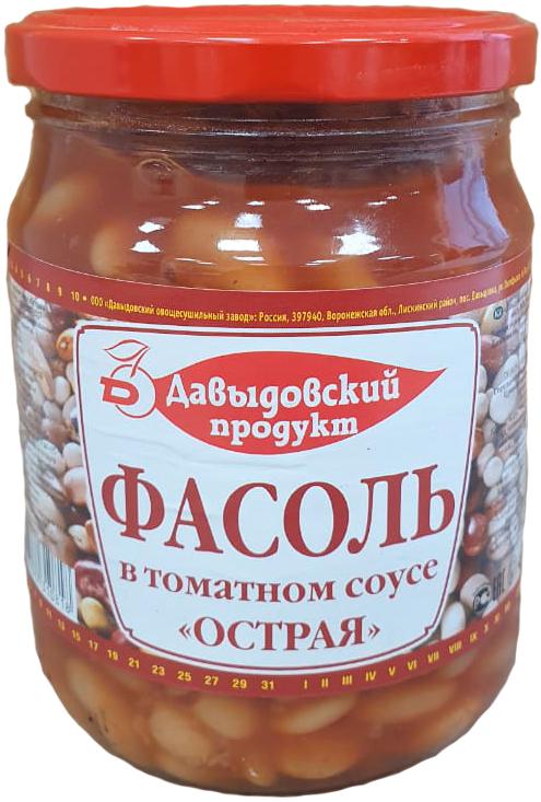 Фасоль в томатном соусе острая "Давыдовский продукт" твист 470г*6шт/уп